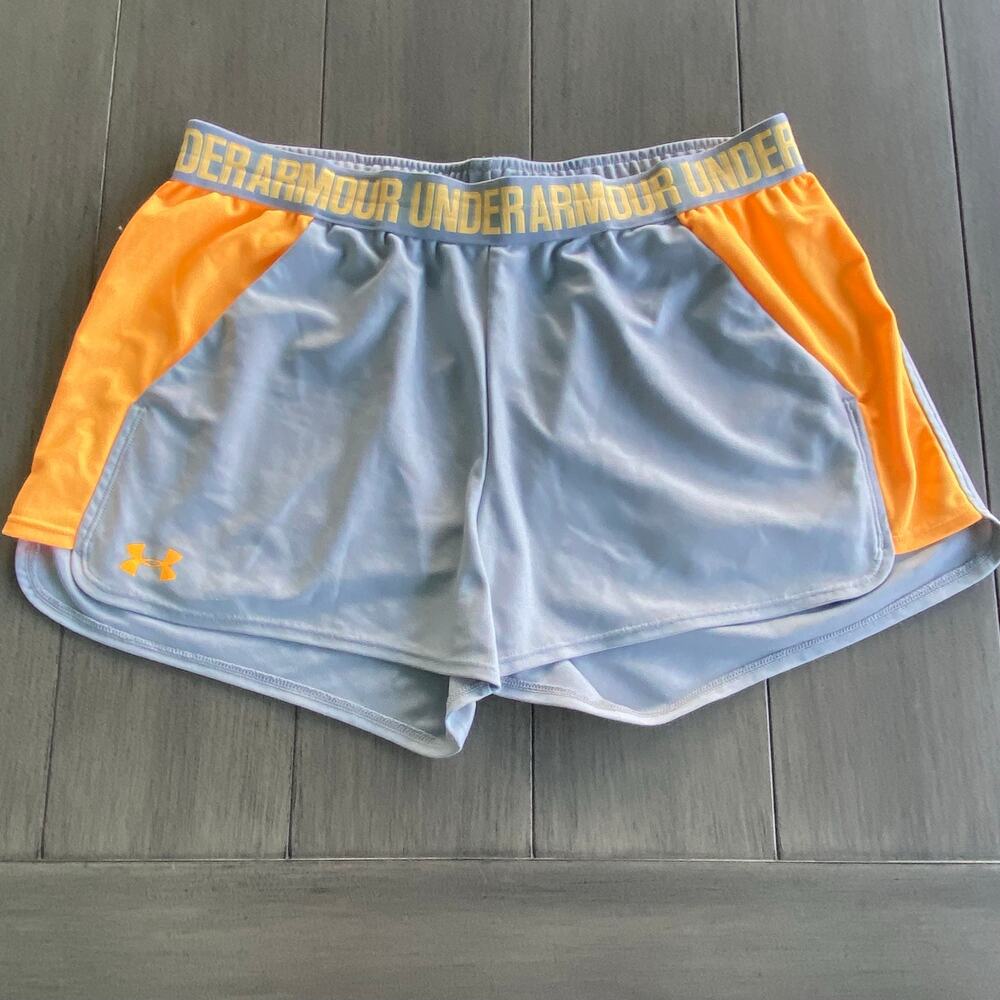 Under Armour Athletic Short • Large • Gray/Orange • Elastic Logo Waist • Pockets